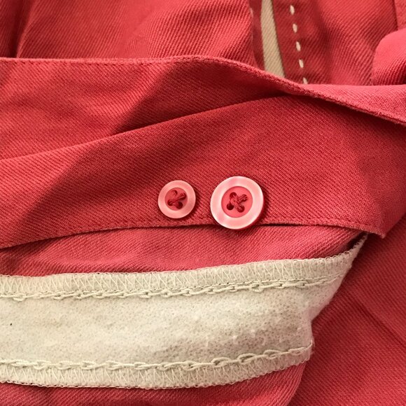 Caribbean Shirt Men 2X Coral Pink Striped Silk Cotton Button Up Short Sleeve - Picture 10 of 11